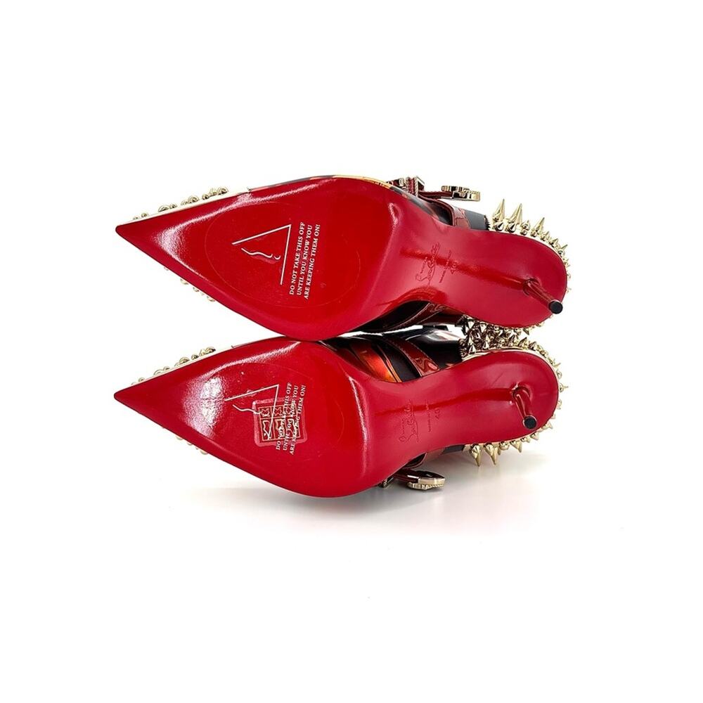 NEW Christian Louboutin Womenphis 100 Spike Logo Buckle Stiletto Heeled Boots 40 - Picture 9 of 11